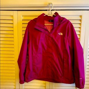 North Face Fuchsia Hooded Rain Jacket XL
